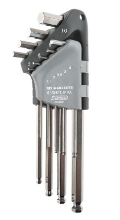 Facom Metrisch Innensechskant-Schlüssel, Satz 9-teilig 1.5mm L-Form