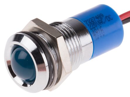 RS PRO LED Schalttafel-Anzeigelampe Blau 220V Ac, Montage-Ø 14mm, Leiter