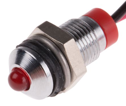 RS PRO Red Panel Mount Indicator, 2V Dc, 6mm Mounting Hole Size, Lead Wires Termination, IP67