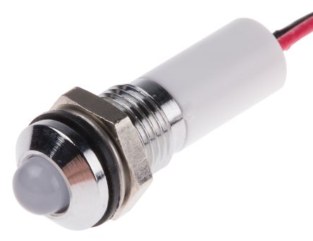 RS PRO LED Schalttafel-Anzeigelampe Weiß 220V Ac, Montage-Ø 8mm, Leiter