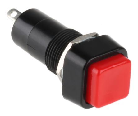Lumberg 红色按钮开关, 面板安装, 瞬时操作, 面板开孔直径12mm, 无指示灯, 单刀单掷