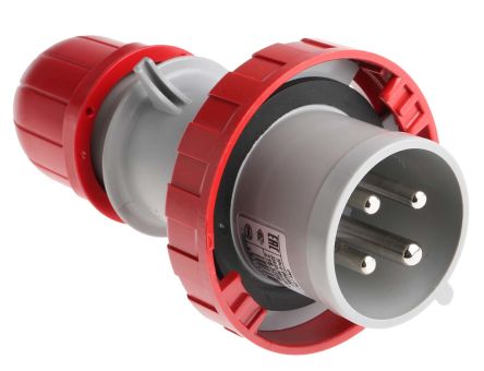 Scame IP67 Red Cable Mount 3P + E Industrial Power Plug, Rated At 32A, 415 V