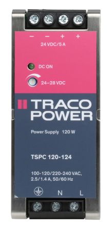 TRACOPOWER 264 V Ac Switch-Mode DIN-Schienen Netzteil 120W, 85 → 264V Ac, 24V Dc / 5A
