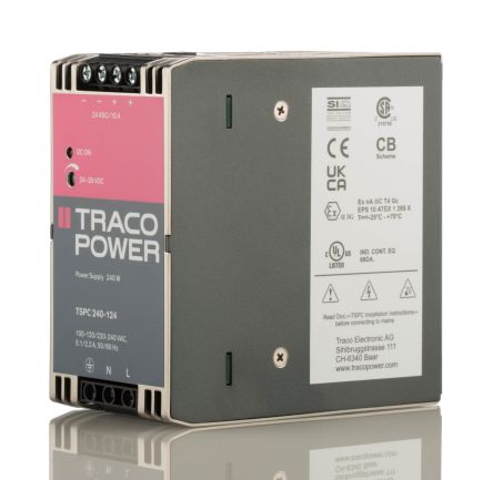 TRACOPOWER TSPC Switch-Mode DIN-Schienen Netzteil 240W, 85 → 264V Ac, 24V Dc / 10A