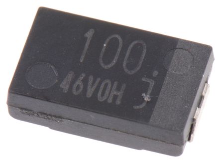Panasonic SP-CAP CX, SMD Polymerkondensator 100μF ±20% / 6.3V Dc, -55°C → +105°C