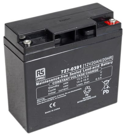 RS PRO 12V T12 Sealed Lead Acid Battery, 20Ah