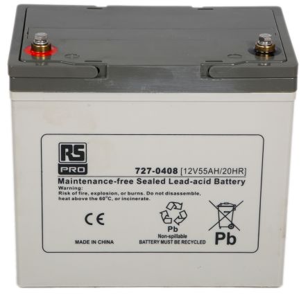 RS PRO Batería De Plomo ácido, 12V 55Ah, AGM, Terminales T6