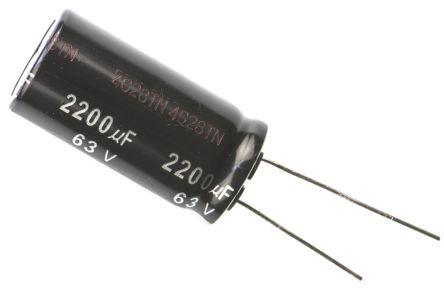 Panasonic NHG, THT Aluminium-Elektrolyt Kondensator 2200μF ±20% / 63V Dc, Ø 18mm X 35.5mm, Bis 105°C