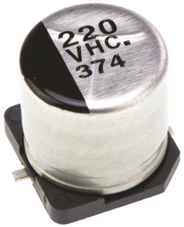 Panasonic, SMD Aluminium-Elektrolyt Kondensator 220μF ±20% / 35V Dc, Ø 10mm X 10.2mm, Bis 105°C
