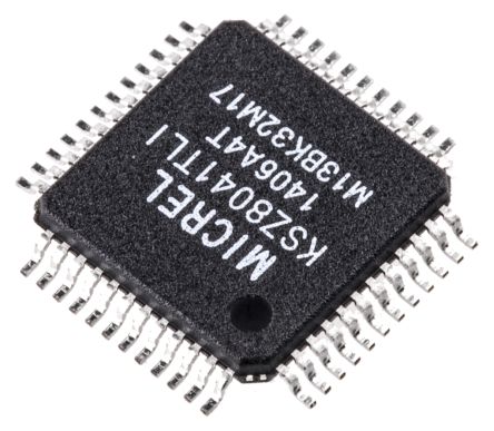 Microchip Transceptor Ethernet KSZ8041TLI, IEEE 802.3u, 1 Canales, 3,3 V, TQFP, 48 Pines
