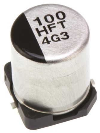 Panasonic Condensador Electrolítico Serie FT SMD, 100μF, ±20%, 50V Dc, Mont. SMD, 6.3 (Dia.) X 7.7mm, Paso 1.8mm