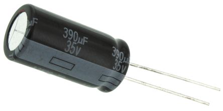 Panasonic Condensador Electrolítico Serie TP-A, 390μF, ±20%, 35V Dc, Radial, Orificio Pasante, 10 (Dia.) X 20mm, Paso
