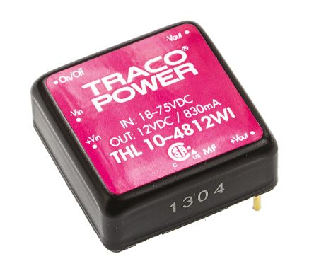TRACOPOWER DCDC转换器, THL 10WI系列, 18 → 75 V 直流输入, 12V 直流输出, 10W