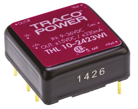 TRACOPOWER THL 10WI DC/DC-Wandler 10W 24 V Dc IN, ±15V Dc OUT / ±330mA 1.5kV Dc Isoliert