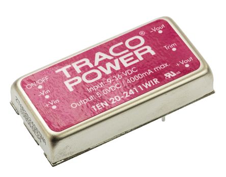 TRACOPOWER TEN 20WIR DC/DC-Wandler 20W 24 V Dc IN, 5V Dc OUT / 4A 1.5kV Dc Isoliert