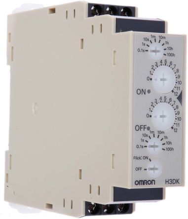 欧姆龙 Omron 时间继电器, H3DK 系列, 24 → 240V 交流/直流, 1触点, 时间范围 0.1 → 1.2 s, 1 → 12h