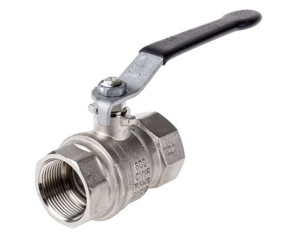 RS PRO Nickel Plated Brass Full Bore, 2 Way, Ball Valve, BSPP 1 1/4in, 40bar Operating Pressure