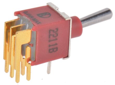 RS PRO Toggle Switch, PCB Mount, On-(On), DPDT, Through Hole Terminal