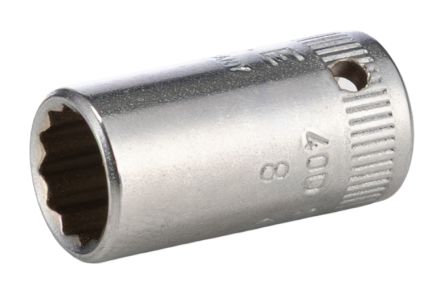 STAHLWILLE 1/4 in Drive 8mm Standard Socket, 12 point, 23 mm Overall Length