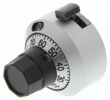 Bourns Potentiometer Drehknopf Chrom, Zeiger Weiß Ø 22.2mm X 21.3mm, Rund Schaft 6.35mm