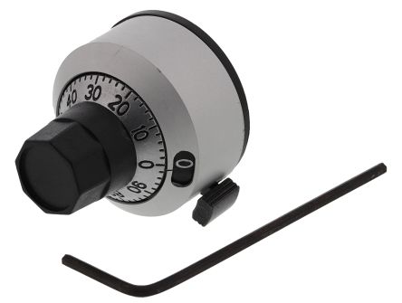 Bourns Potentiometer Drehknopf Chrom, Zeiger Schwarz Ø 22.2mm X 21.3mm, Rund Schaft 6mm