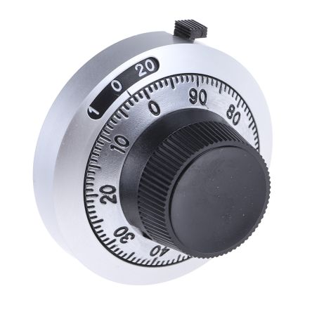 Bourns Potentiometer Drehknopf Schwarz, Zeiger Weiß Ø 46mm X 24mm, Rund Schaft 6.35mm