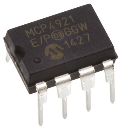 Microchip 12 位数模转换器, 单通道, 串行（SPI/Microwire）接口, 8引脚, 单极输出