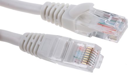 RS PRO Ethernetkabel Cat.5e, 2m, Weiß Patchkabel, A RJ45 U/UTP Stecker, B RJ45, PVC