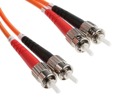 RS PRO ST To ST Duplex Multi Mode OM1 Fibre Optic Cable, 62.5/125μm, Orange, 20m