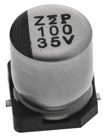 Nichicon WT, SMD Aluminium-Elektrolyt Kondensator 100μF ±20% / 35V Dc, Ø 6.3mm X 7.7mm, Bis 105°C