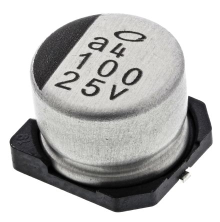 Nichicon UR, SMD Aluminium-Elektrolyt Kondensator 100μF ±20% / 25V Dc, Ø 8mm X 6.2mm, +85°C