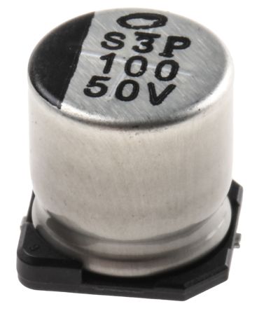 Nichicon Condensador Electrolítico Serie UUX, 100μF, ±20%, 50V Dc, Mont. SMD, 10 (Dia.) X 10mm, Paso 4.5mm