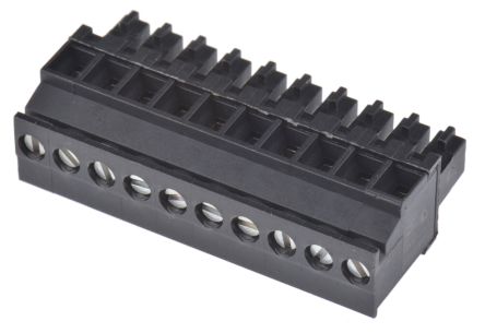 Weidmuller Borne Enchufable Para PCB Hembra Ángulo De 90° WeidmÃller De 10 Vías, Paso 3.81mm, 17.5A, De Color Negro, Montaje De