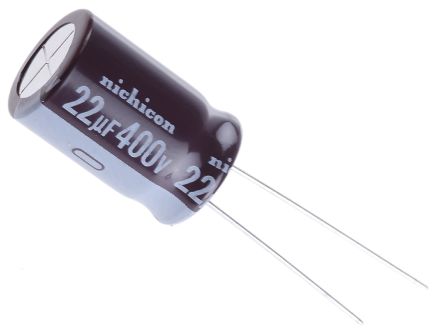 Nichicon CA, THT Elektrolyt Kondensator 22μF ±20% / 400V Dc, Ø 12.5mm X 20mm, Bis 105°C