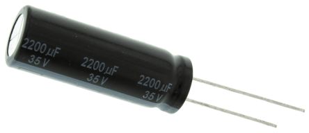 Panasonic Condensador Electrolítico Serie FR Radial, 2200μF, ±20%, 35V Dc, Radial, Orificio Pasante, 12.5 (Dia.) X