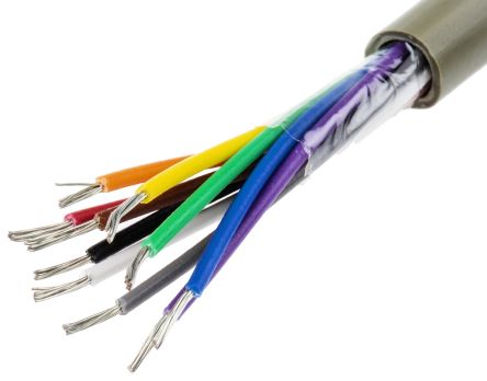 Alpha Wire Pro-Tekt Datenkabel 0.23 Mm² Ø 6.17mm Kupfer Verzinnt Schirmung PVC Isoliert Mehrleiter Grau