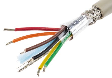 Alpha Wire Pro-Tekt Datenkabel 0,23 Mm² Ø 5.79mm Folie Schirmung PVC Isoliert Mehrleiter Grau