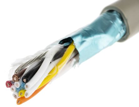 Alpha Wire Pro-Tekt Datenkabel, 5-paarig 0,35 Mm² Ø 7.47mm Folie Schirmung PVC Isoliert Twisted Pair Grau