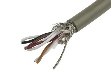Alpha Wire Pro-Tekt Datenkabel, 4-paarig 0,14 Mm² Ø 6.2mm Geflecht Schirmung PVC Isoliert Twisted Pair Grau