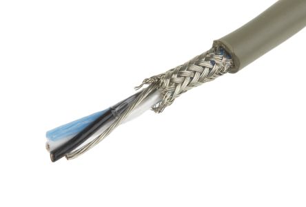Alpha Wire Pro-Tekt Datenkabel, 1-paarig 0,23 Mm² Ø 4.5mm Geflecht Schirmung PVC Isoliert Twisted Pair Grau