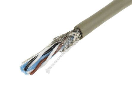 Alpha Wire Pro-Tekt Datenkabel, 2-paarig 0,56 Mm² Ø 8.1mm Geflecht Schirmung PVC Isoliert Twisted Pair Grau