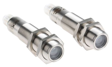 Sick V18V Zylindrisch Optischer Sensor, Durchgangsstrahl, Bereich 20 M, PNP Ausgang, 4-poliger M12-Steckverbinder