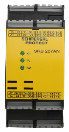 Schmersal 安全继电器, SRB 207AN系列, 24V 直流, 适用于光束/幕， 安全垫/边缘， 安全开关/联锁