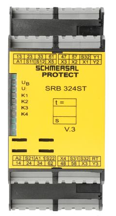 Schmersal 安全继电器, SRB 324ST系列, 24V 交流/直流, 1, 2通道, 适用于光束/幕， 安全开关/联锁