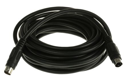 RS PRO Cable DIN Mini DIN De 4 Contactos 5m Negro
