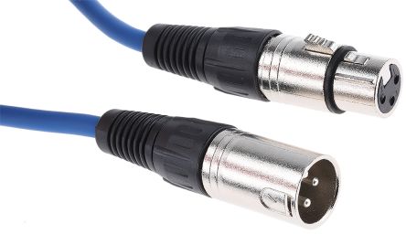 RS PRO Female 3 Pin XLR To Male 3 Pin XLR Cable, Blue, 3m
