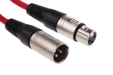 RS PRO XLR-Kabel 3-polig, XLR 3-polig, XLR 3m Rot