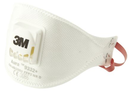 3M Aura™ 9300+ FFP3 Staubschutzmaske, Flach Faltbar, Weiß, 10 Stück
