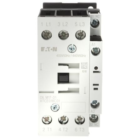 Eaton Contactor, 400 V Ac Coil, 3-Pole, 17 A, 7.5 KW, 3NO, 400 V Ac
