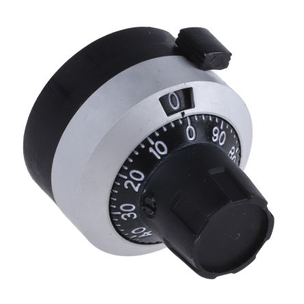 Bourns Potentiometer Drehknopf Schwarz, Verchromt, Zeiger Schwarz Ø 22.8mm X 24.8mm, Rund Schaft 6.35mm